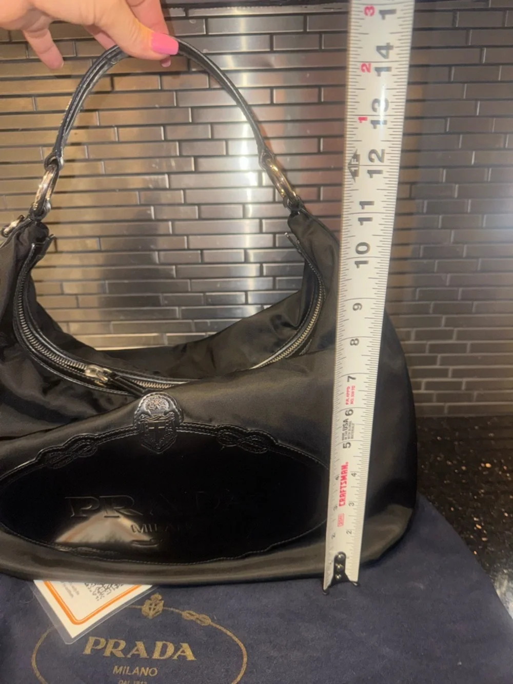 Prada Black Nylon Tote with Leather Logo Plaque - Picture 13 of 13